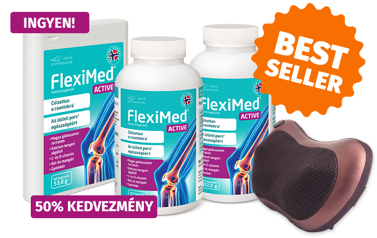 Natural Pharmaceuticals FlexiMed® Active FlexiMed® Active ízületvédő étrend-kiegészítők csontok és porcok egészségéért 50% kedvezménnyel, botokkal kiegészítve.